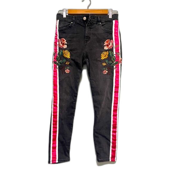 Topshop Moto skinny jeans floral stripe size 28 - Picture 1 of 6